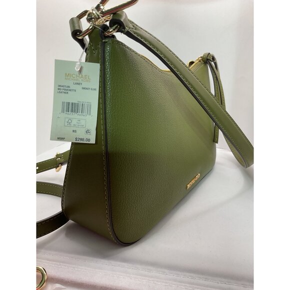 Michael Kors Olive Green Pebbled Leather Crossbody Bag With Adjustable Strap & G - Picture 10 of 13